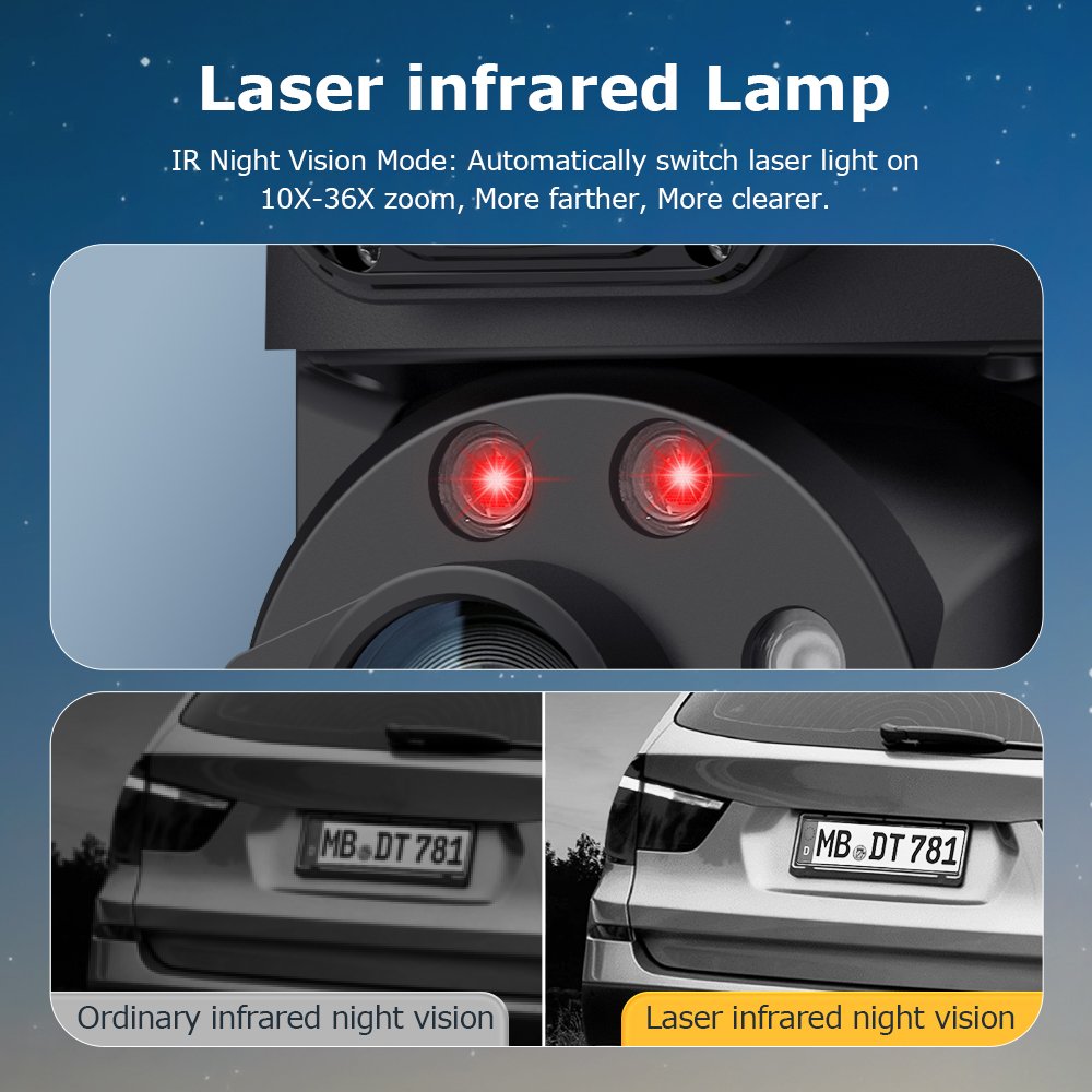 Custom logo 36X Optical Zoom 4g sim card Smart PTZ Surveillance Network Camera 4K UBOX Home Dual Lens solar CCTV Security Camera