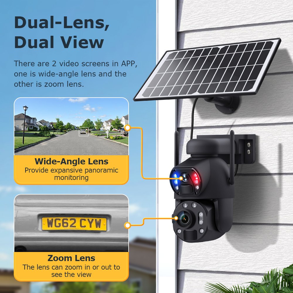 Custom logo 36X Optical Zoom 4g sim card Smart PTZ Surveillance Network Camera 4K UBOX Home Dual Lens solar CCTV Security Camera