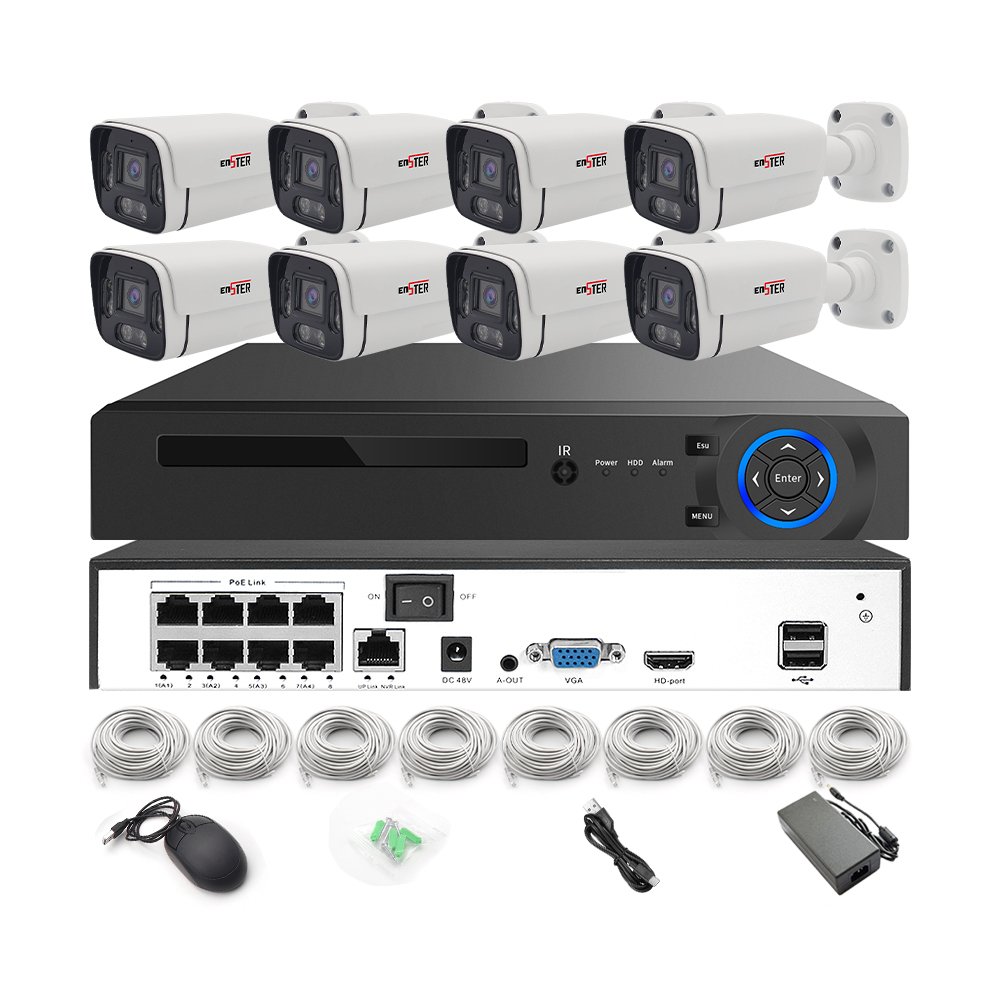 Full HD 8 Channels outdoor Face Detection H.265 4K 8MP Wired POE IP Network Security cctv camera surveillance systems