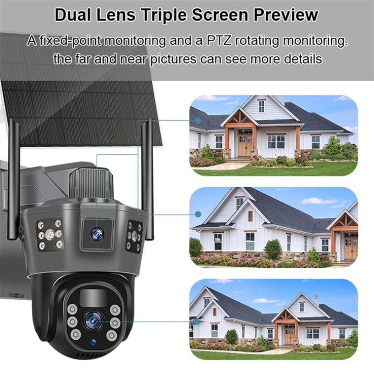 Rscamtom 9MP V380 for Outdoor Security Surveillance Outdoor Solar CCTV with AI Camera System for Solar Powered Surveillance