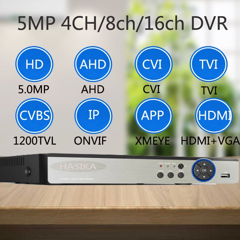 16 Channel cctv Hybrid 5-in-1 dvr (5.0mp TVI+CVI+AHD+Analog ) cms system 16ch Disk surveillance Video Recorder
