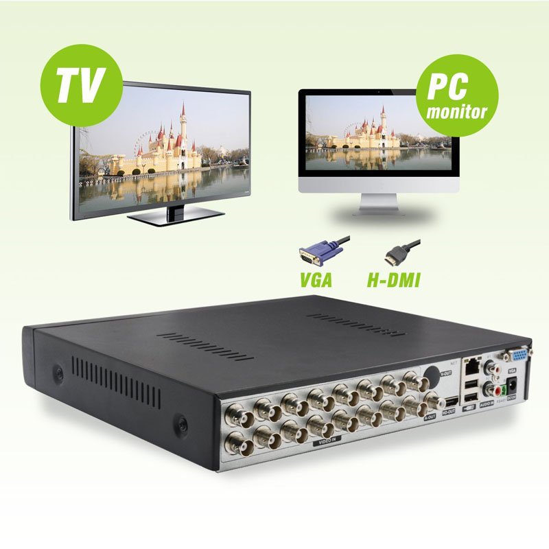 16 Channel cctv Hybrid 5-in-1 dvr (5.0mp TVI+CVI+AHD+Analog ) cms system 16ch Disk surveillance Video Recorder