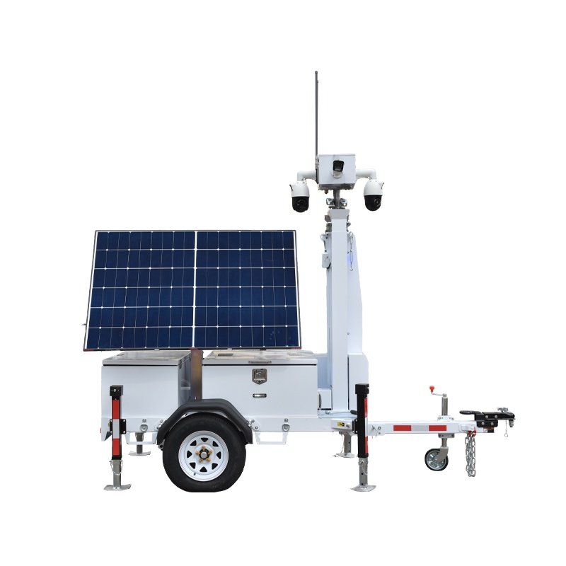 Portable Tower CCTV Digital Camera Mobile Solar Surveillance Trailer For Parking Lot Security