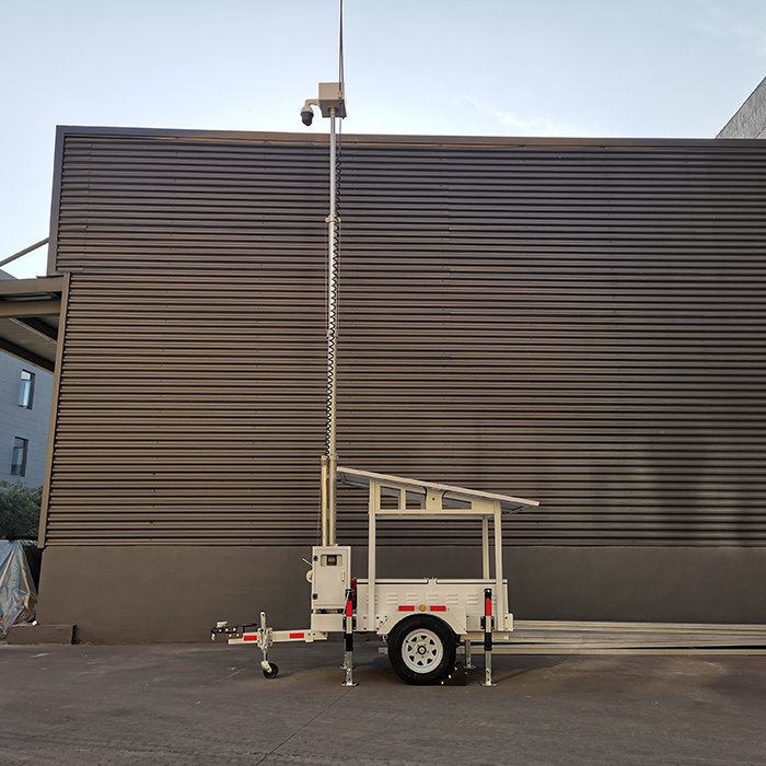 Portable Tower CCTV Digital Camera Mobile Solar Surveillance Trailer For Parking Lot Security