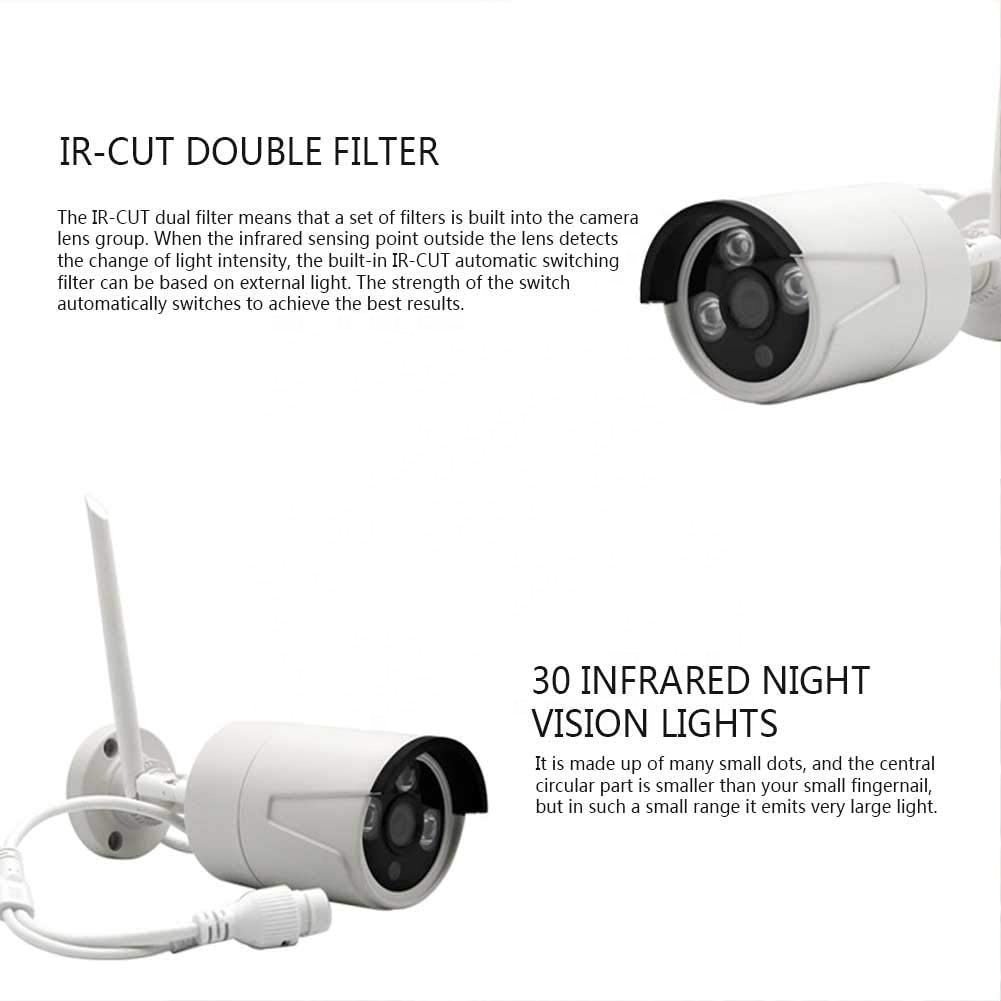 Wireless Wifi Camera Kit 2MP Two Way Audio AI Face Detect IP Outdoor Security Camera 4CH NVR Video Surveillance System