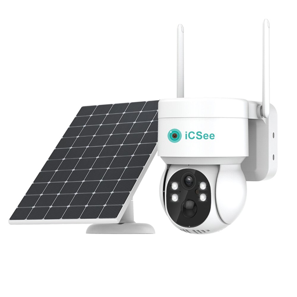 ICSEE 4Mp Solar Low power Consumption Battery Camera Outdoor Full Color Pan-Tilt Motion Tracking solar camera Wifi
