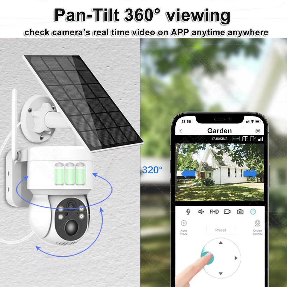 ICSEE 4Mp Solar Low power Consumption Battery Camera Outdoor Full Color Pan-Tilt Motion Tracking solar camera Wifi