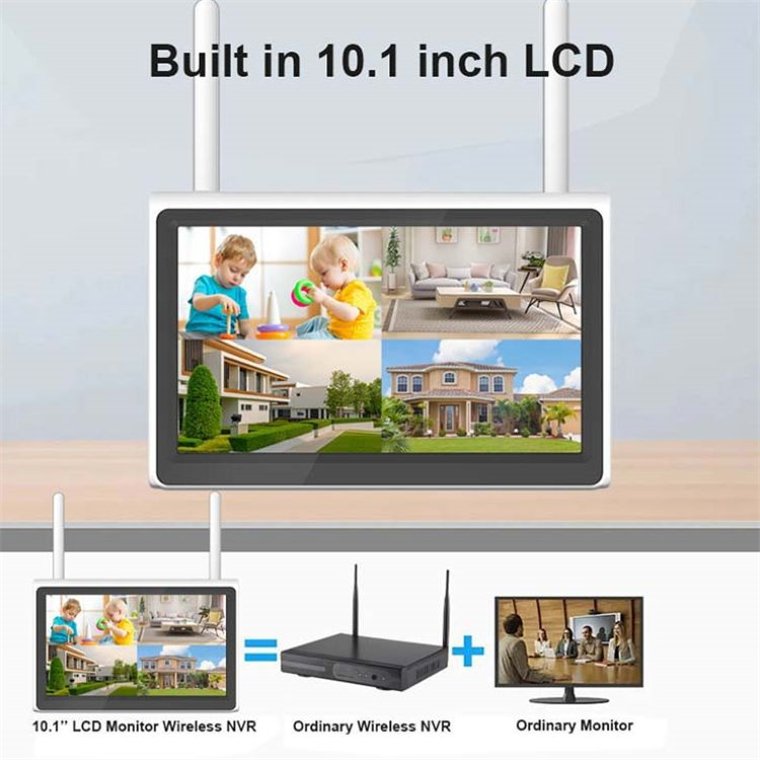 Rscamtom 4CH Wireless CCTV System for Environmental Monitoring 4MP Monitor with Solar Panel for Emergency Backup Surveillance