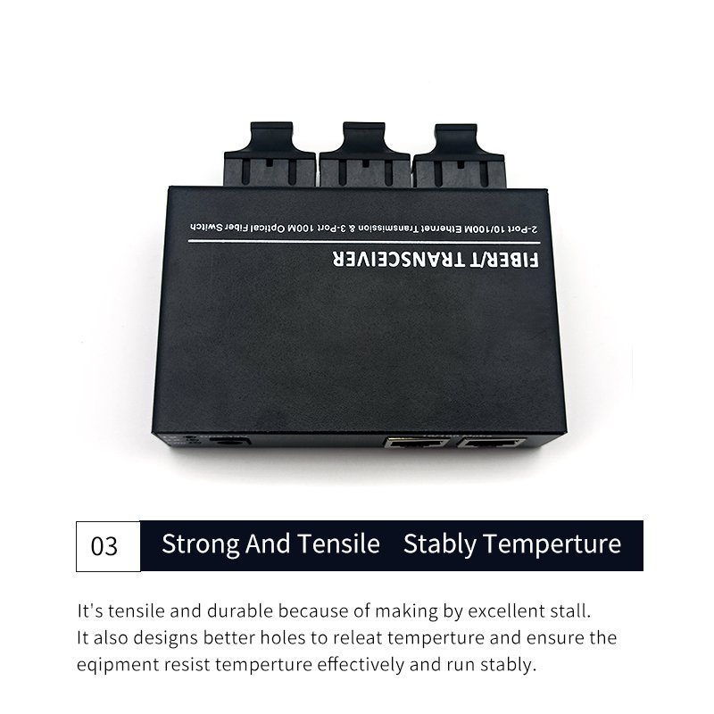 10/100M fiber Converter 2 RJ45 UTP 3 SC Fiber Port Duplex Fast Ethernet Fiber Optical Media Converter 3F2E
