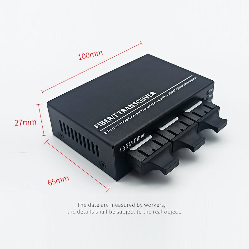 10/100M fiber Converter 2 RJ45 UTP 3 SC Fiber Port Duplex Fast Ethernet Fiber Optical Media Converter 3F2E