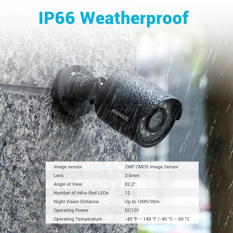 ANNKE 4 Packed 1080P Security Camera System HD TVI Night Vision Outdoor IP66 Waterproof CCTV Kits