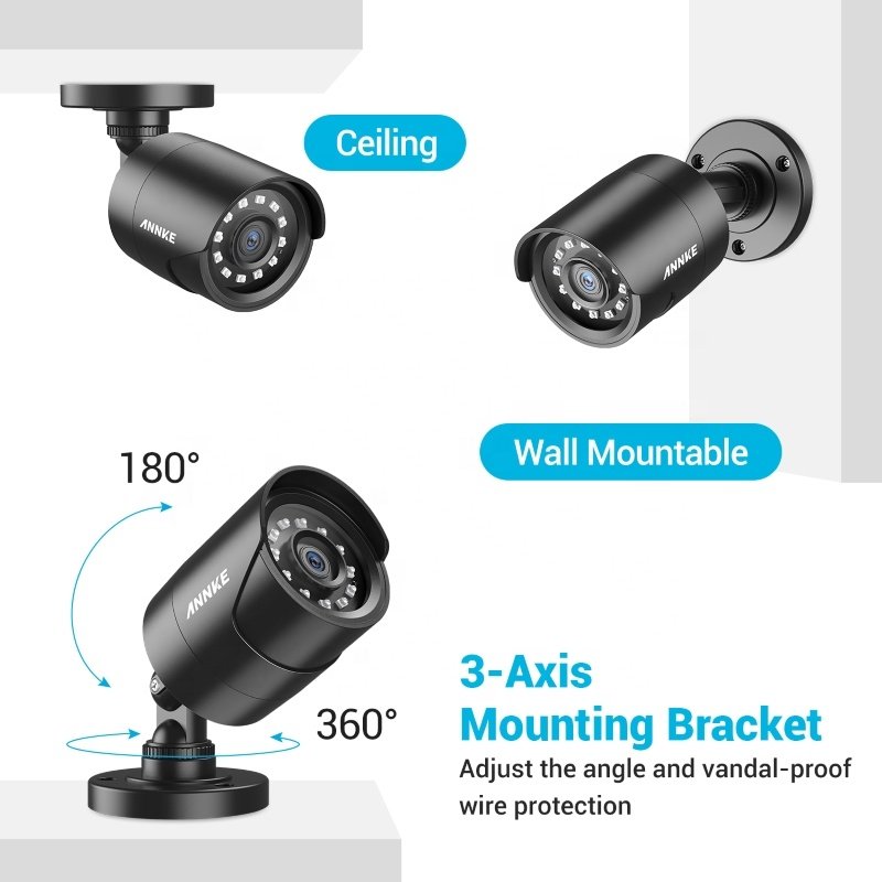 ANNKE 4 Packed 1080P Security Camera System HD TVI Night Vision Outdoor IP66 Waterproof CCTV Kits