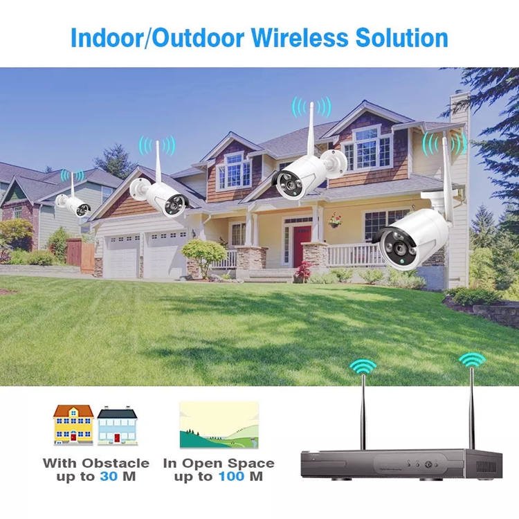 Security CCTV Kit Camera De Surveillance System Wireless 4ch Profesional Indoor Outdoor Night Vision Video Wifi IP Home DC 12V