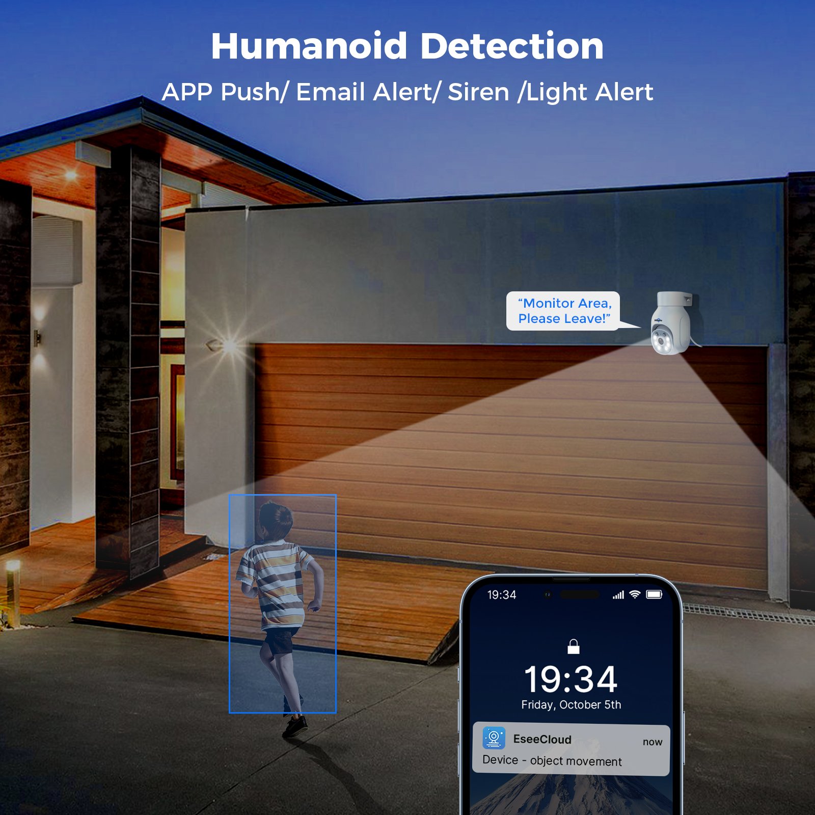 Patented Design WiFi6 5MP Outdoor PTZ Security Camera System with 10-Inch Monitor Wireless Camera Kit