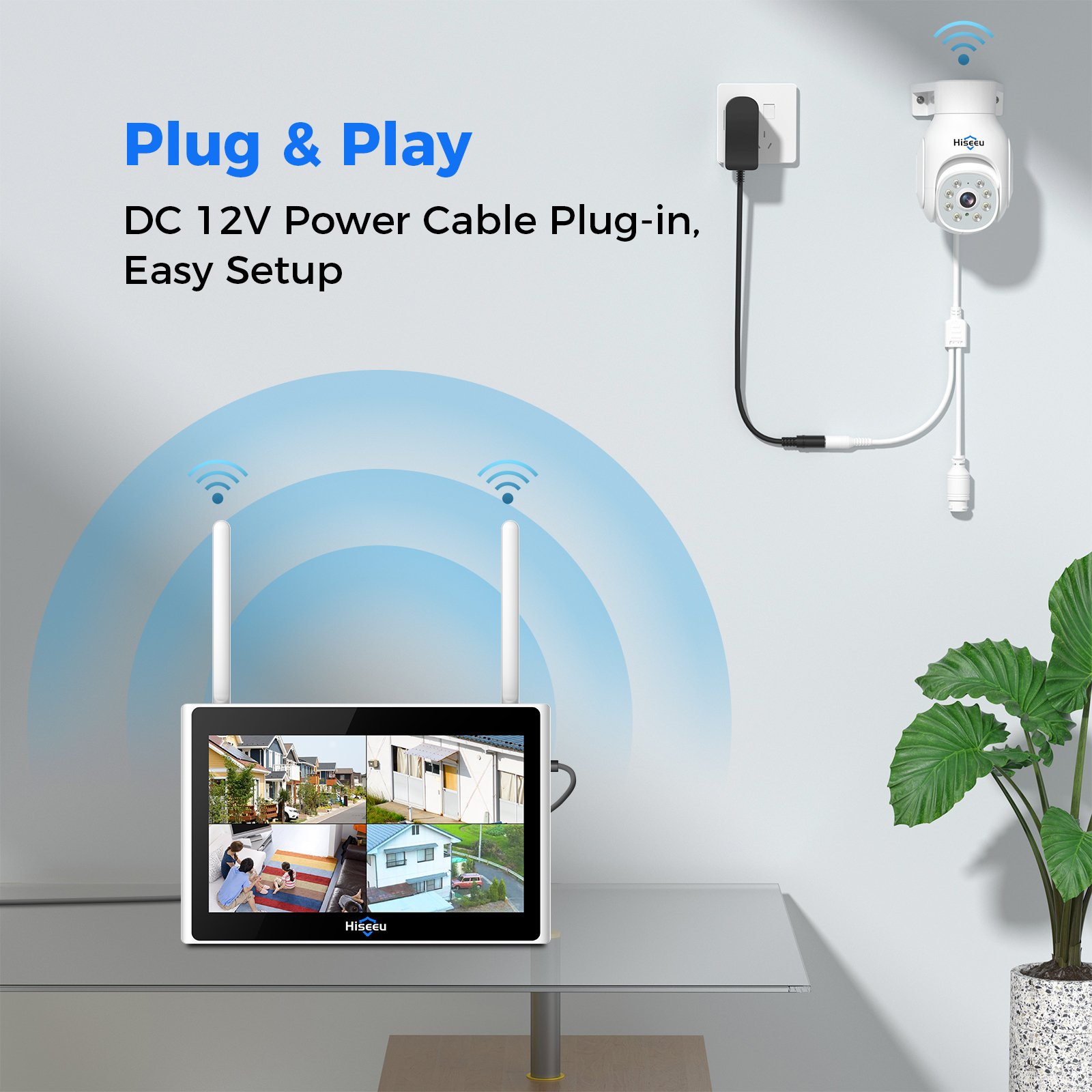 Patented Design WiFi6 5MP Outdoor PTZ Security Camera System with 10-Inch Monitor Wireless Camera Kit