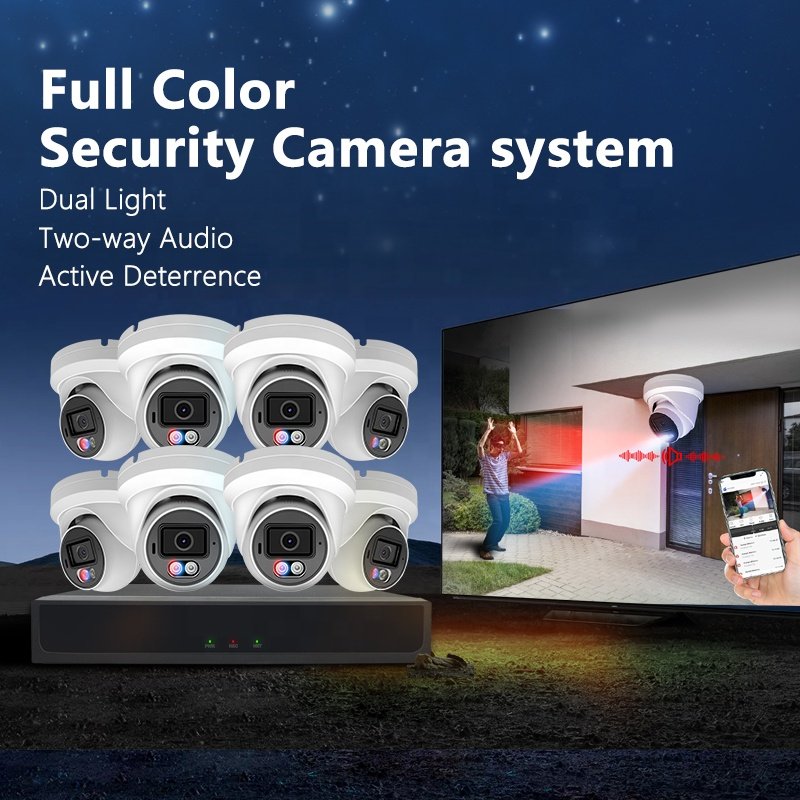 Best 4K 8CH PoE NVR Kit Two Way Audio Full Color IP66 8pcs Active Deterrence Outdoor Indoor 8MP Security Camera System