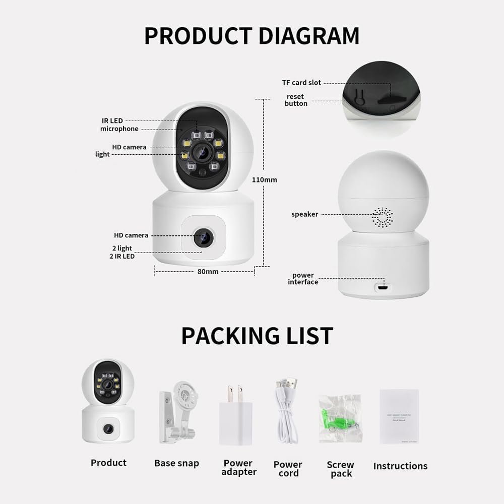 Sunivision Dual Lens WIFI Camera Indoor Color Night Vision Auto Tracking 4MP Wireless Security Protection MINI Camera