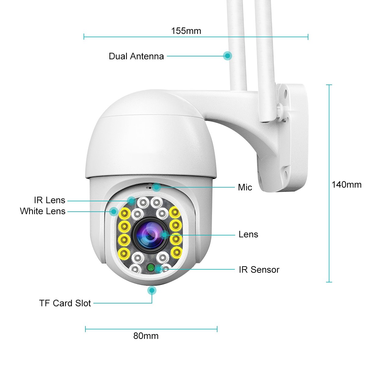 2MP Wireless WIFI Security Camera Home Security System Surveillance Camera Indoor Outdoor 1080p Mini Speed PTZ Cam