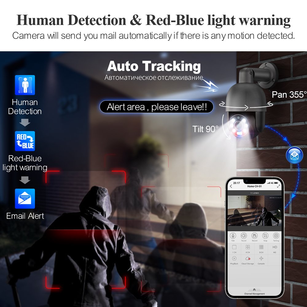 8MP 4K Auto Tracking Ptz Camera 32Ch Nvr Poe Set Surveillance Security Camera System Ip 32 Channels