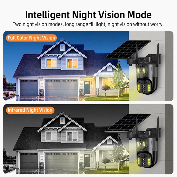 8W cctv solar panel network camera 4G security Camera with 3 lens night vision smart home security camera