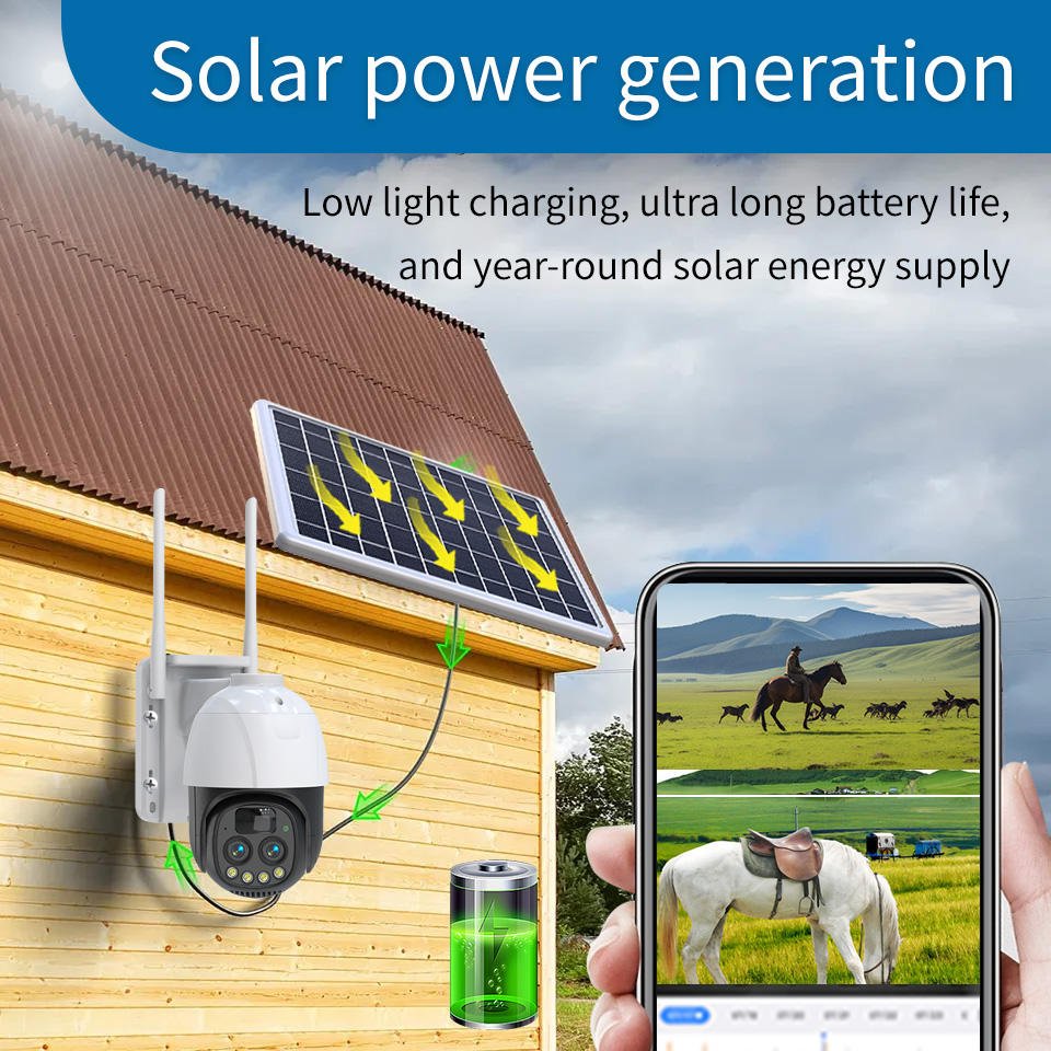 IP66 HD IP CCTV 360 Network De Surveillance Sans Fil Auto Tracking Low Power 10X ZOOM Outdoor Eseecloud 4G Dual PTZ Solar Camera