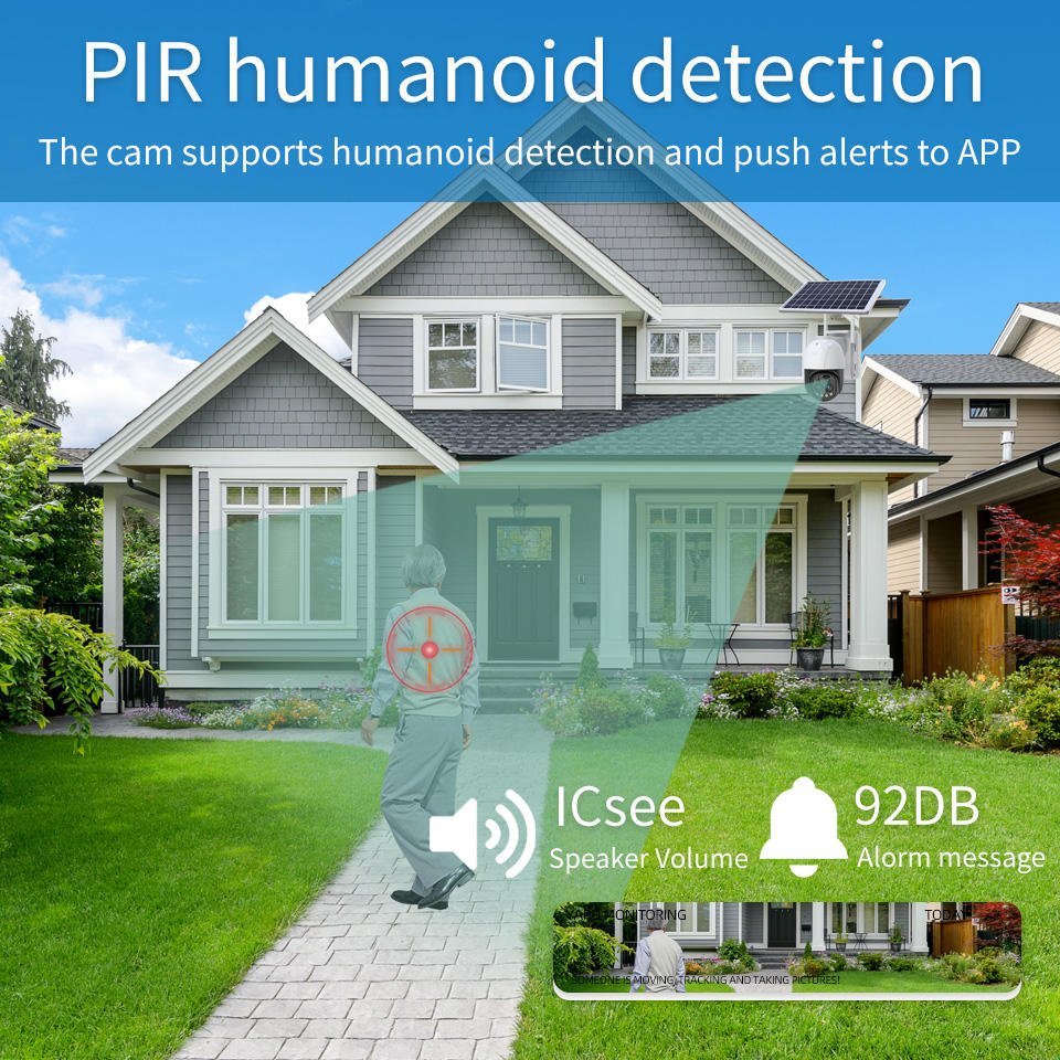 IP66 HD IP CCTV 360 Network De Surveillance Sans Fil Auto Tracking Low Power 10X ZOOM Outdoor Eseecloud 4G Dual PTZ Solar Camera