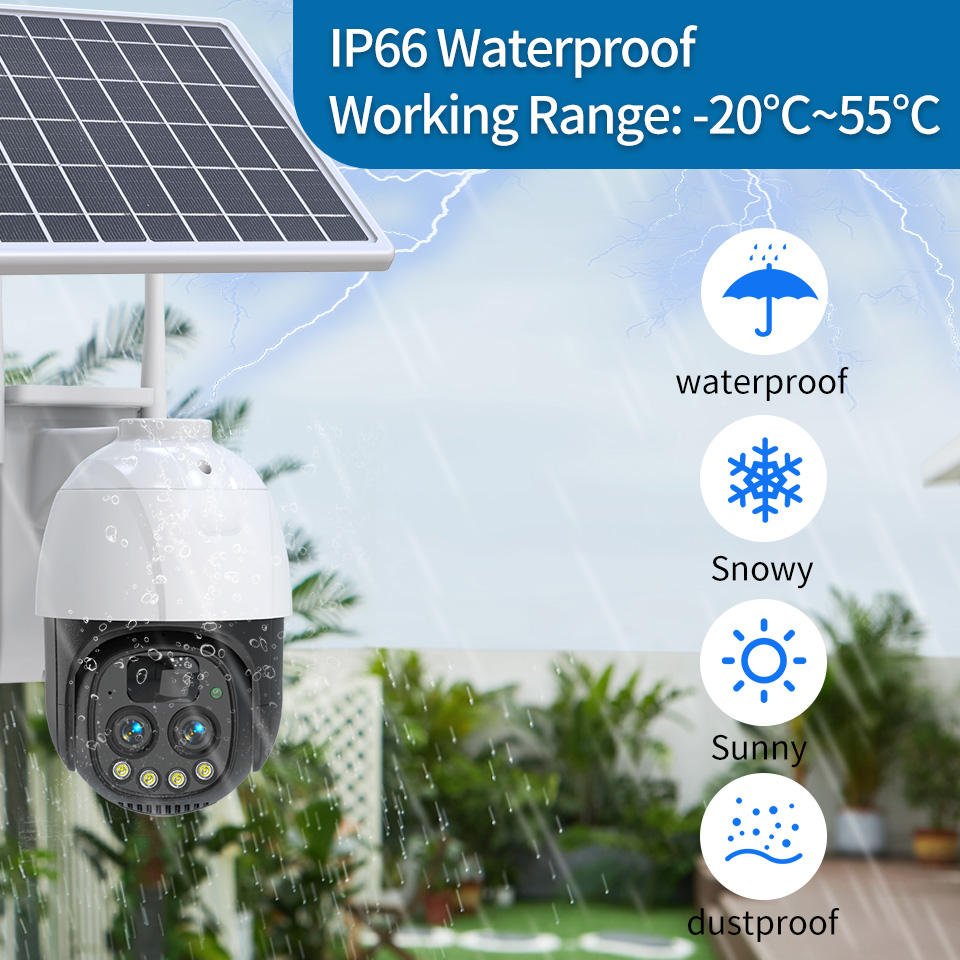 IP66 HD IP CCTV 360 Network De Surveillance Sans Fil Auto Tracking Low Power 10X ZOOM Outdoor Eseecloud 4G Dual PTZ Solar Camera