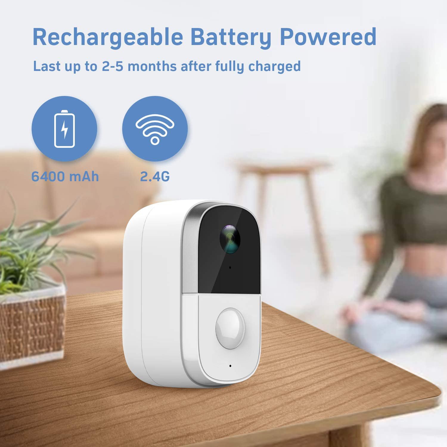 6400mAh Rechargeable Battery Powered Wifi Security Camera CCTV 1080P Video Surveillance Home IP Camera With Magnetic Wall Mount