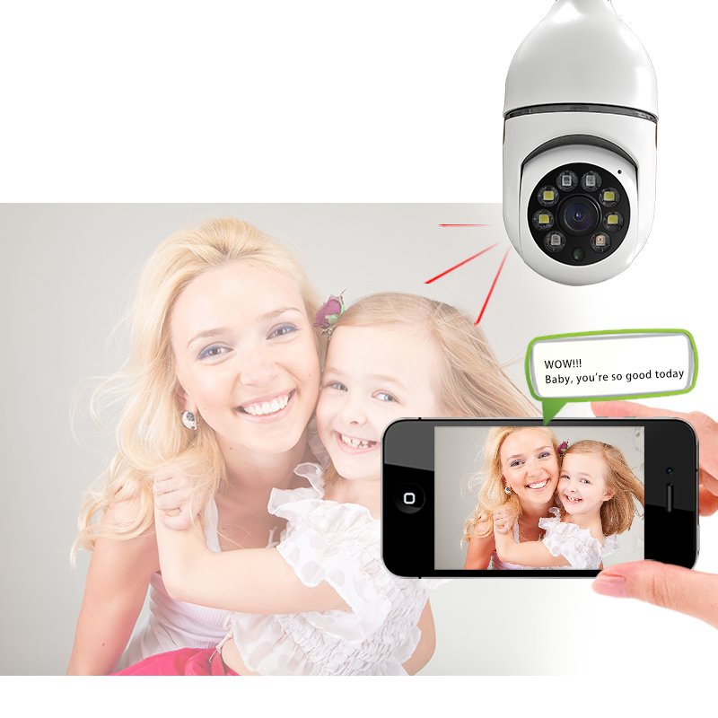 2023 Hot Sell Smart Home Light Bulb Lamp Wifi 2MP Camera 360 Degree Pnaoramic Wireless IR Security VR CCTV Camera V380 H.265 20m