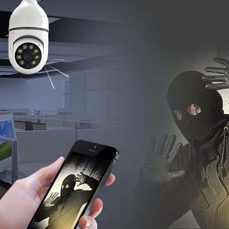 2023 Hot Sell Smart Home Light Bulb Lamp Wifi 2MP Camera 360 Degree Pnaoramic Wireless IR Security VR CCTV Camera V380 H.265 20m