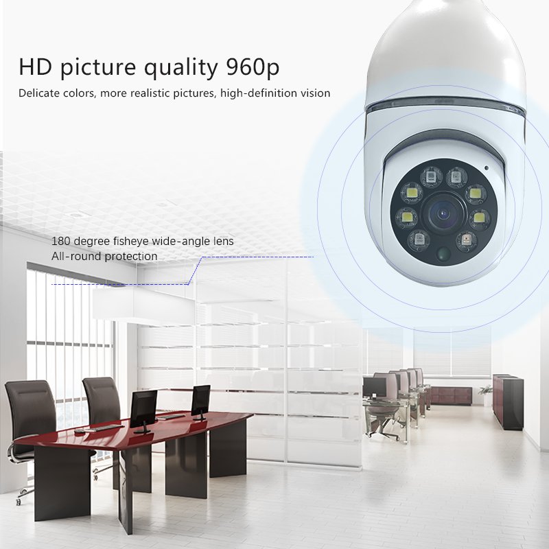 2023 Hot Sell Smart Home Light Bulb Lamp Wifi 2MP Camera 360 Degree Pnaoramic Wireless IR Security VR CCTV Camera V380 H.265 20m