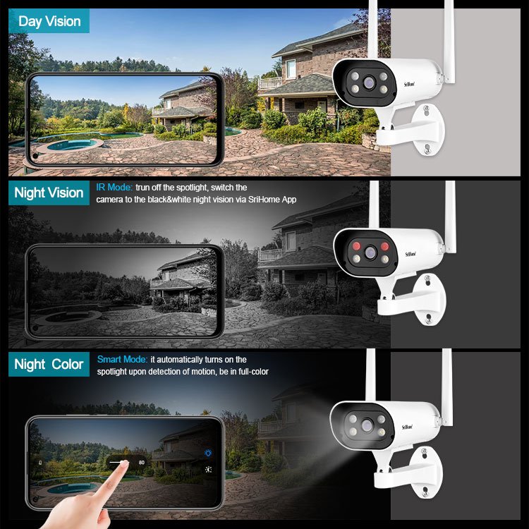 2024 SriHome Hot Sale 8CH 1080P 4G Smart Camera NVR Kit IP Camera Security Camera System Surveillance System