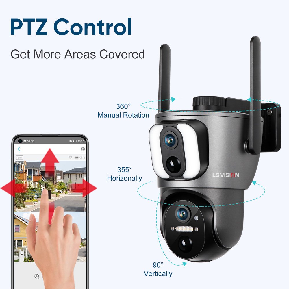 LS VISION 2023 Hot Sale Dual Lens 4G WiFi Solar Cameras Waterproof Outdoor Camera with Solar Panel surveillance camera