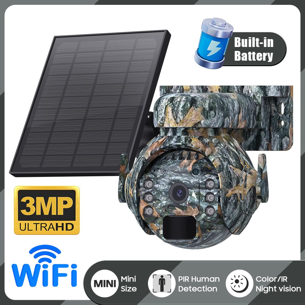 Lower Powered PIR 3MP Waterproof IR Night Vision Motion Outdoor Wildlife Hunting Trail Surveillance WIFI 4G Solar Camera Secu