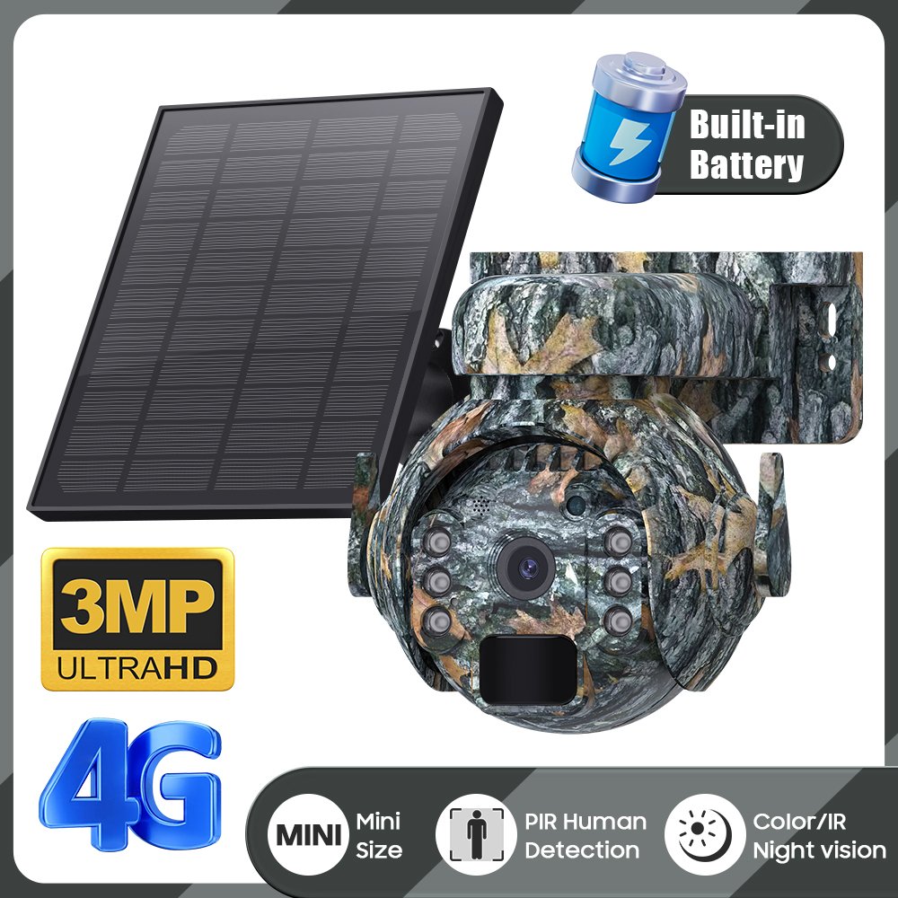 Lower Powered PIR 3MP Waterproof IR Night Vision Motion Outdoor Wildlife Hunting Trail Surveillance WIFI 4G Solar Camera Secu