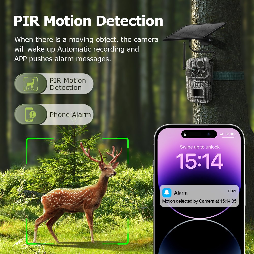 CCTV System 3 PIR Wide Angel 4G Hunting Trail Solar Camera GPS Positioning Motion tracking IP66 Surveillance Camera Animal Track
