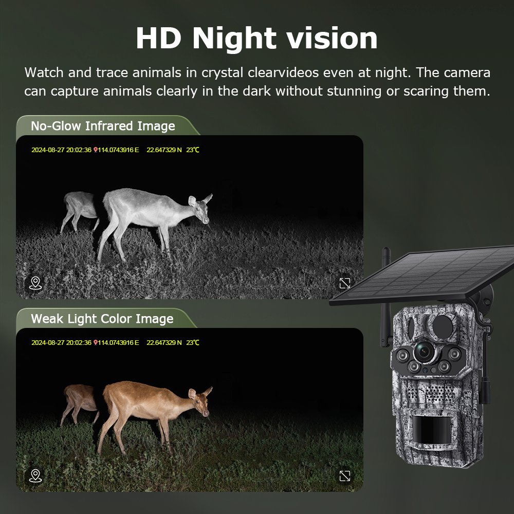 CCTV System 3 PIR Wide Angel 4G Hunting Trail Solar Camera GPS Positioning Motion tracking IP66 Surveillance Camera Animal Track