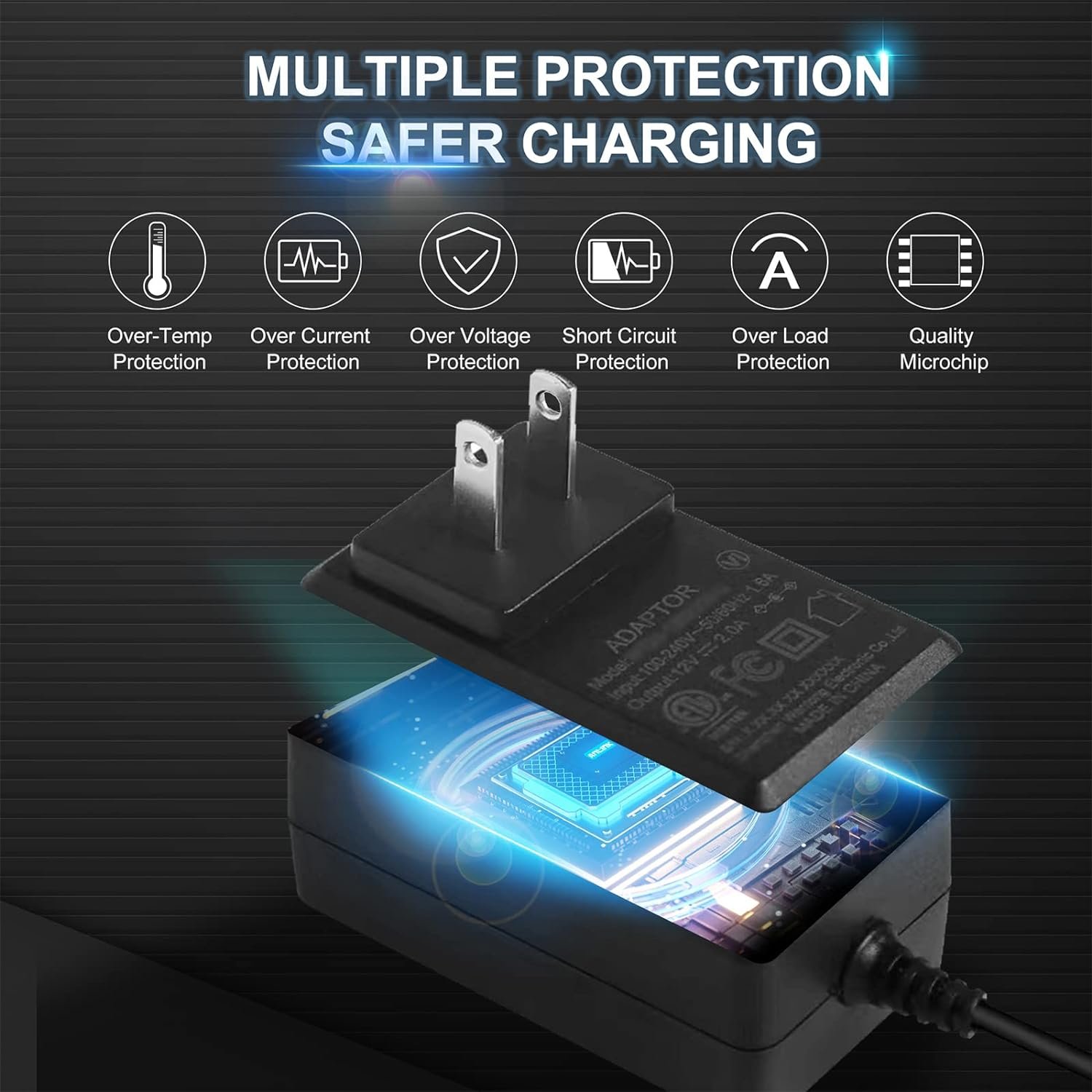 eSann 12V 2A/2000mA AC to DC 24W Regulated Power Supply Adapter,for CCTV Security Camera Surveillance System