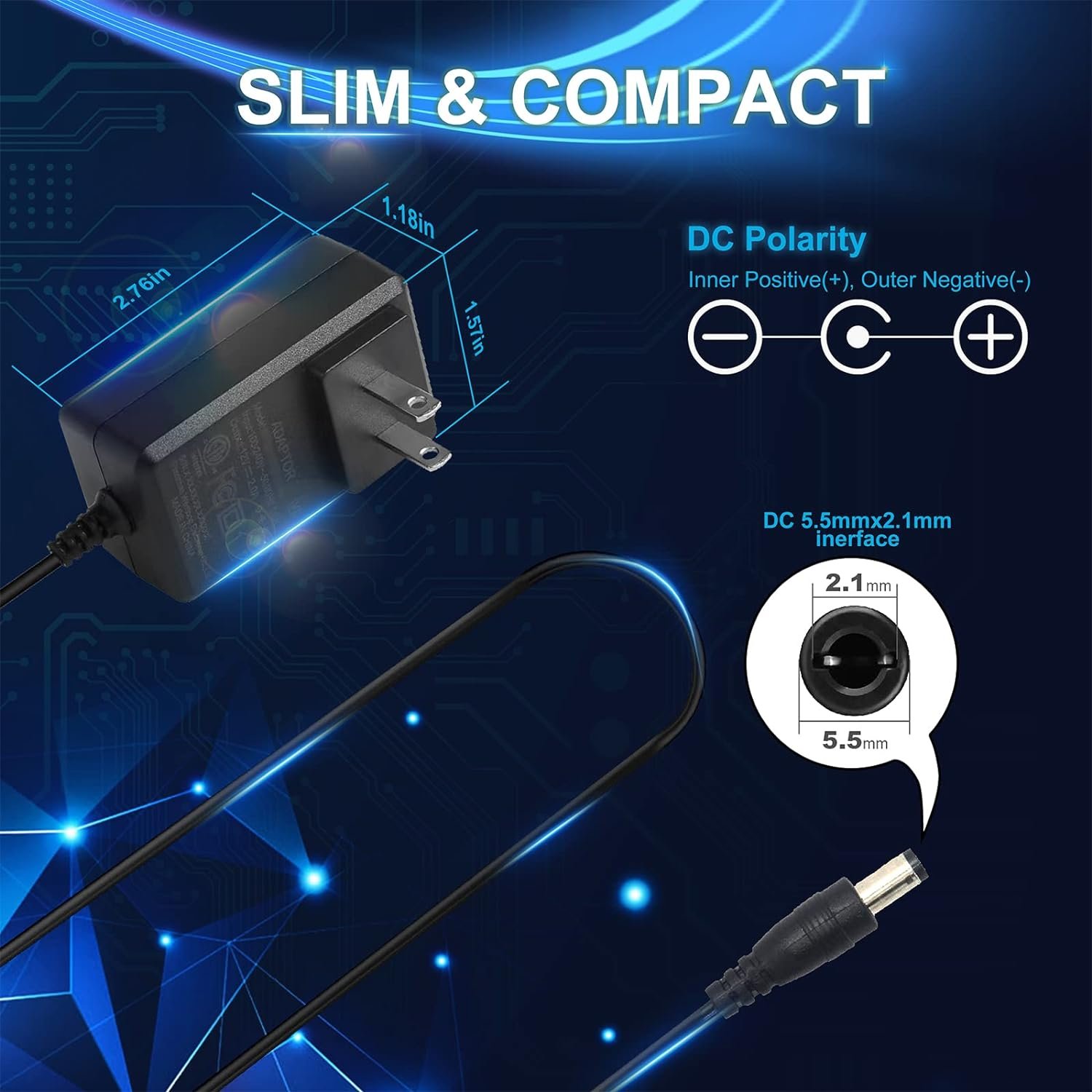 eSann 12V 2A/2000mA AC to DC 24W Regulated Power Supply Adapter,for CCTV Security Camera Surveillance System