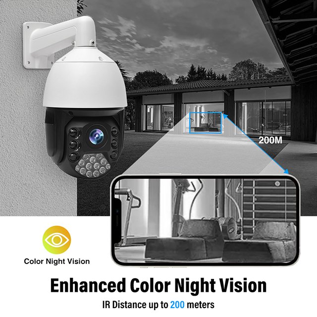 4K 8MP/5MP IP Camera POE PTZ Security Dome Camera Night Vision Motion Detection Outdoor Weatherproof SD Full Color