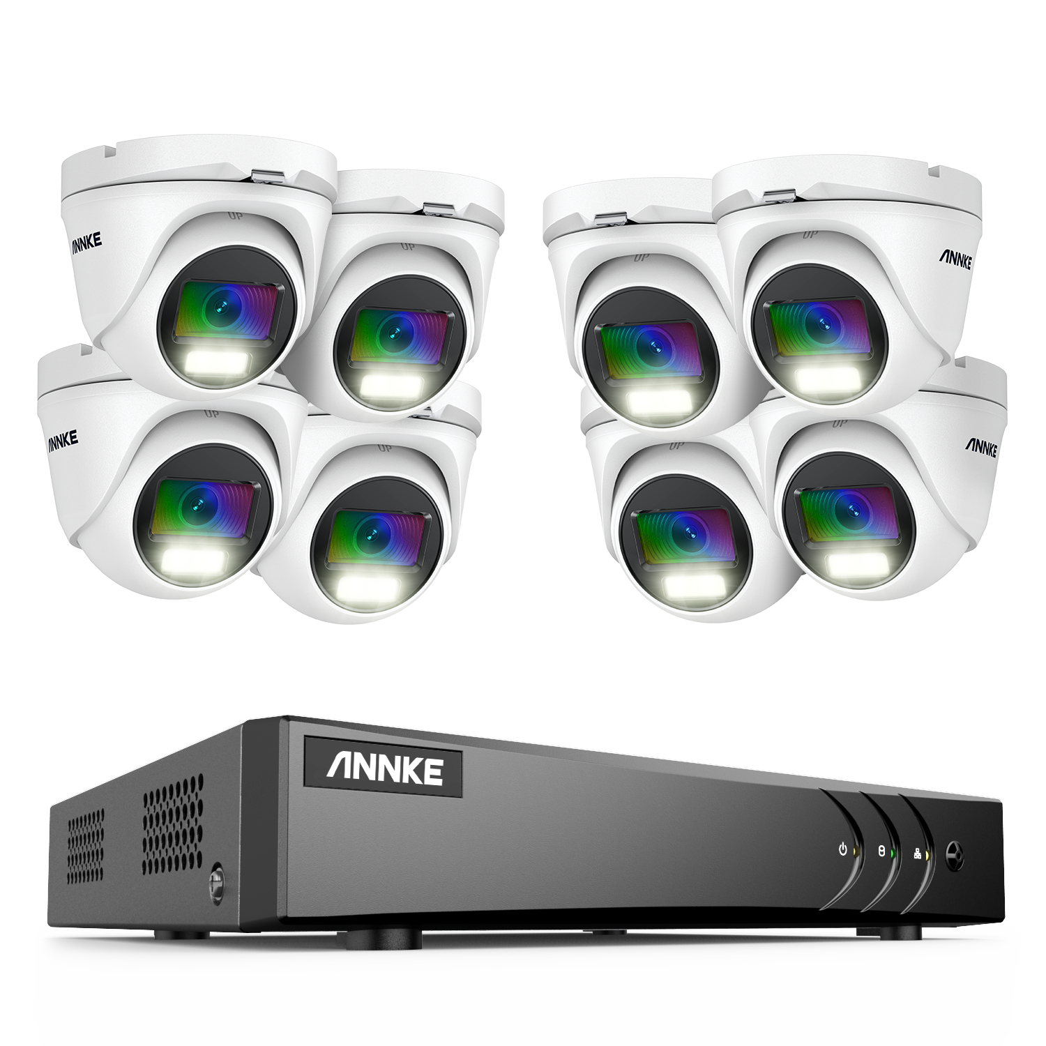 ANNKE 8pcs 2MP1080P Outdoor IP67 Weatherproof CCTV Cameras Night Chroma 8CH H.265+ DVR Security Camera System
