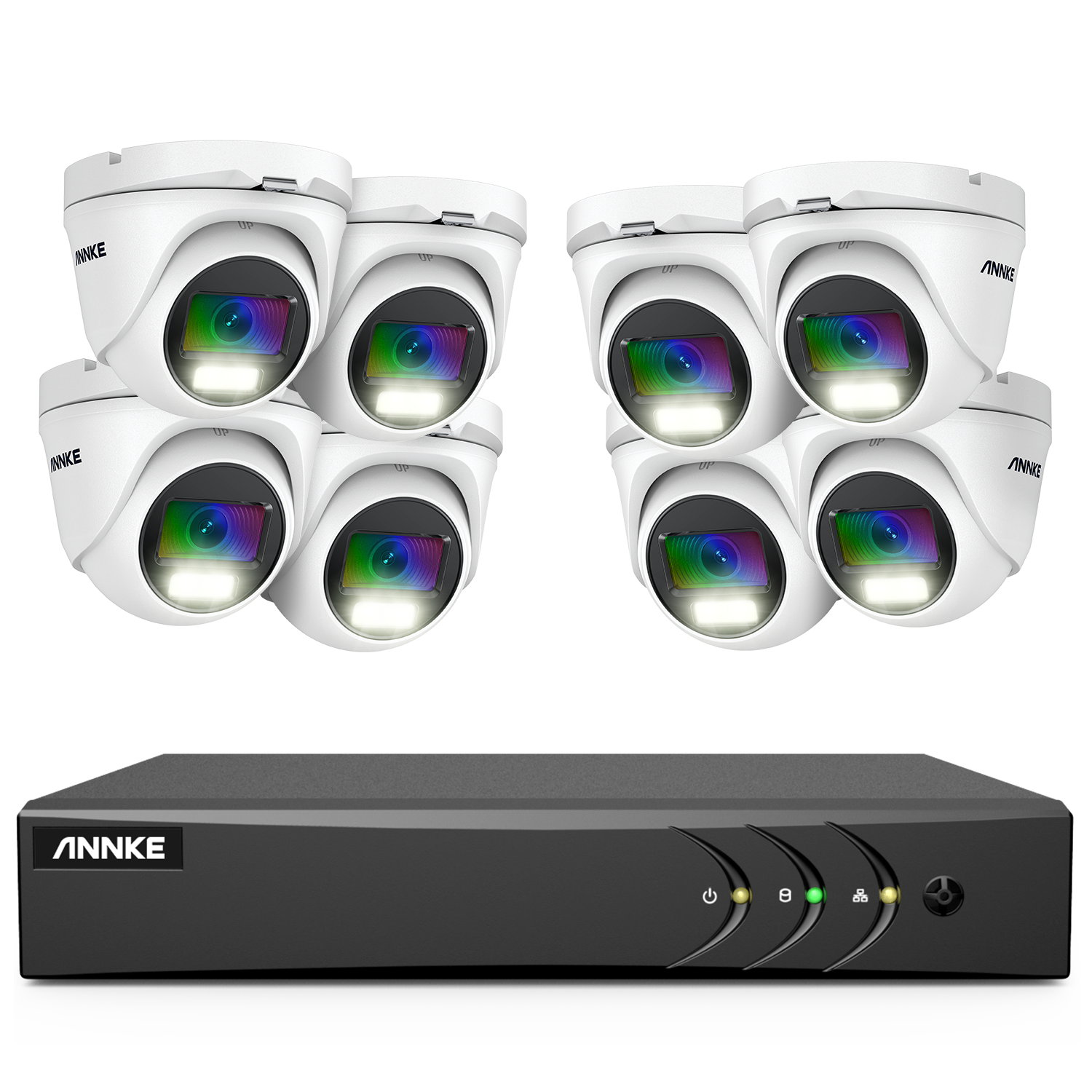 ANNKE 8pcs 2MP1080P Outdoor IP67 Weatherproof CCTV Cameras Night Chroma 8CH H.265+ DVR Security Camera System