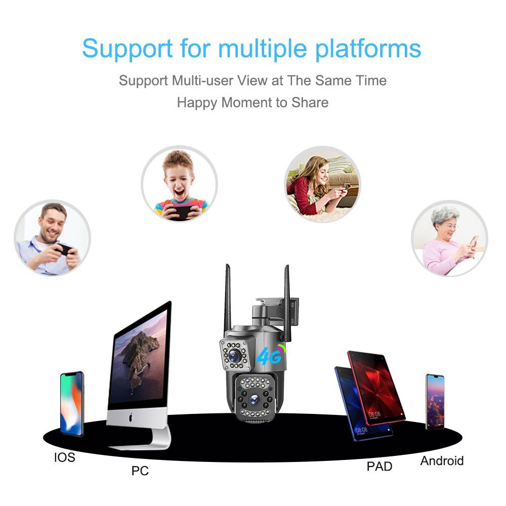 V380pro 4mp Dual Lens Wireless 4G Sim Card CCTV Camera Connect With Phone Surveillance Systems Outdoor Ip Network Ptz Camera