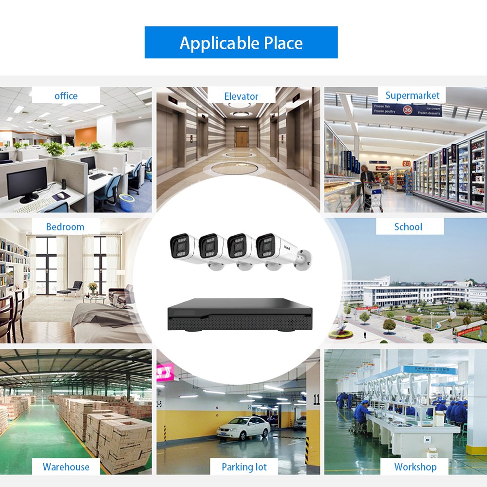 JideTech H.265 8 Channel 5MP PoE Security Camera System Human Detection Outdoor Waterproof IP66