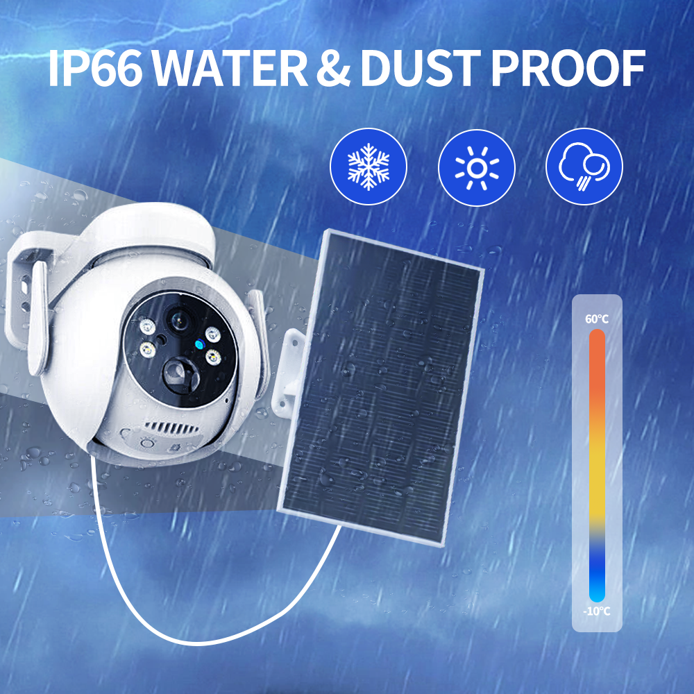 3MP Solar WiFi Floodlight Camera 2K HD PIR Sensor 32GB SD Card 2-Way Audio Smart Home Security System Night Vision CMOS IP Cloud