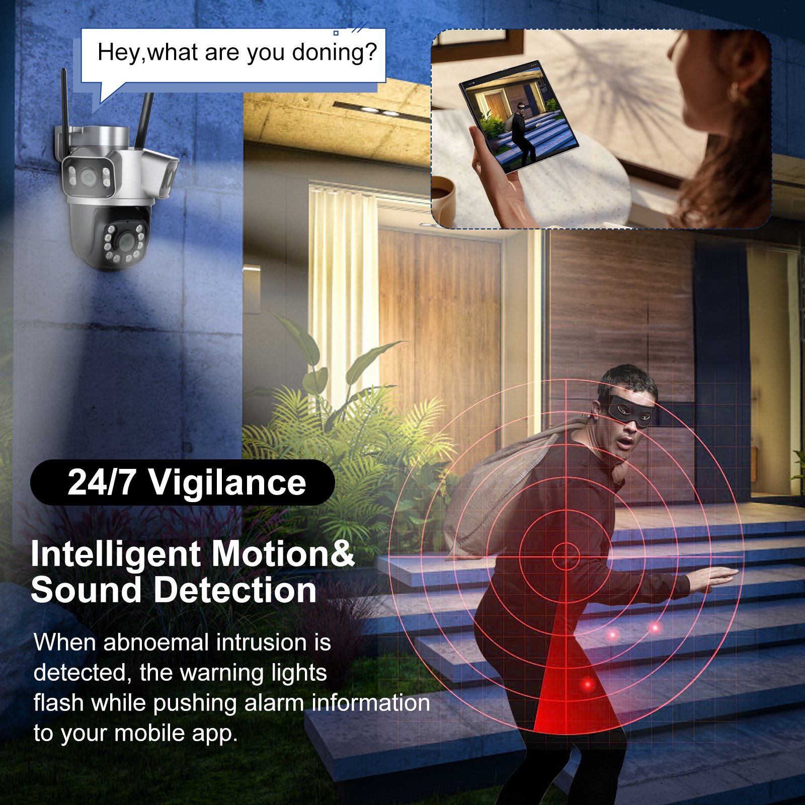New Arrival 2K 8MP ICSee Wireless Wifi 3 Lens Security System Ptz Motion Detection Cctv Surveillance 3 Screen Outdoor Camera