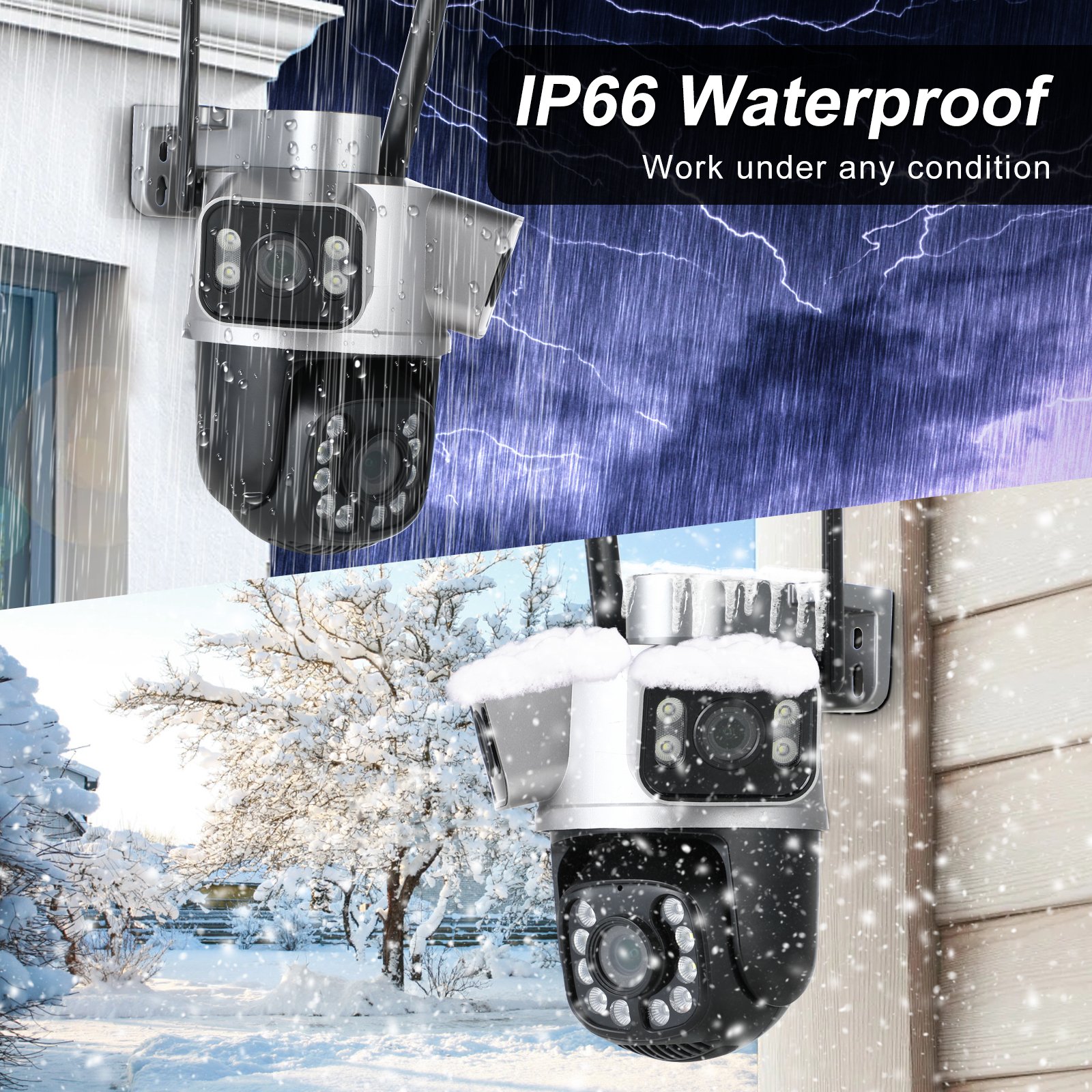 New Arrival 2K 8MP ICSee Wireless Wifi 3 Lens Security System Ptz Motion Detection Cctv Surveillance 3 Screen Outdoor Camera