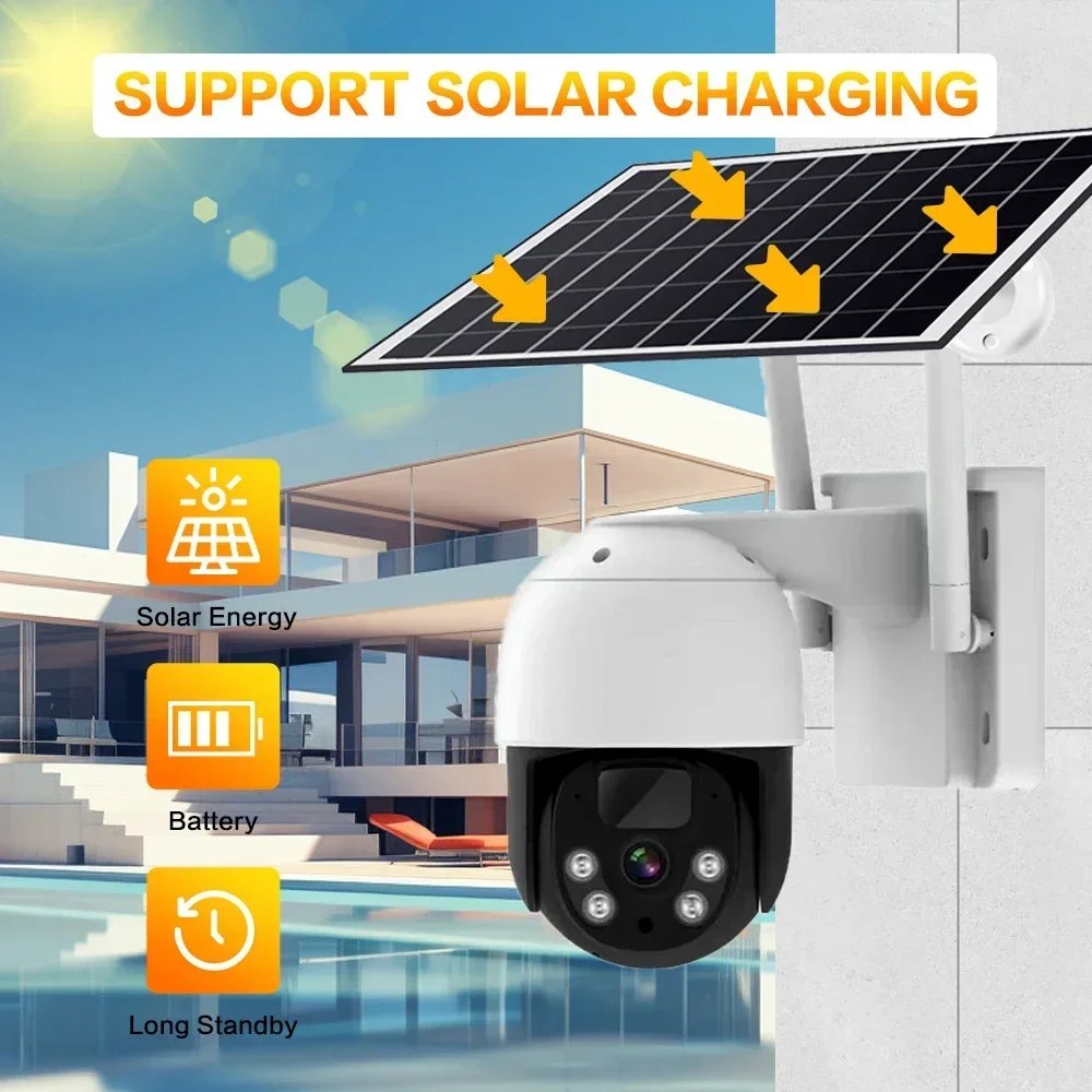 10CH 5MP WIFI Solar PTZ IP Camera 12.5" Monitor NVR Kit Auto Tracking Wireless Home CCTV Camera Video Surveillance System