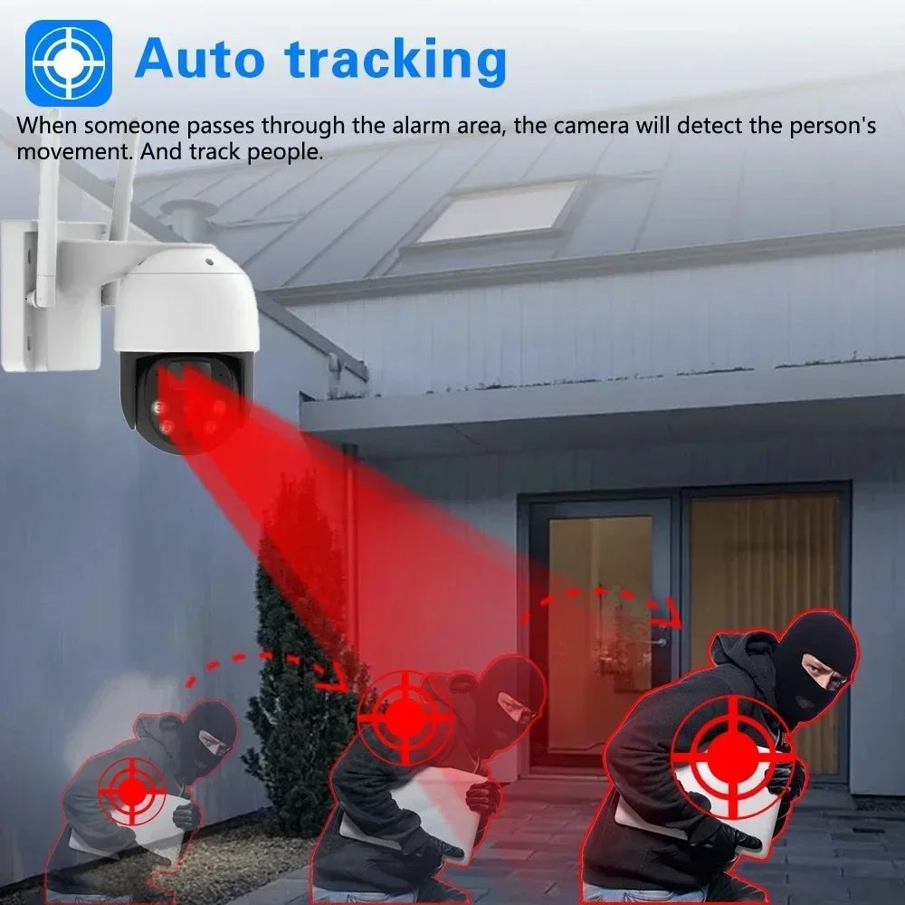 10CH 5MP WIFI Solar PTZ IP Camera 12.5" Monitor NVR Kit Auto Tracking Wireless Home CCTV Camera Video Surveillance System