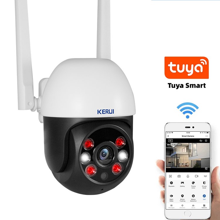 KERUI Tuya WIFI Outdoor Network Camera 5MP Dome WiFi Ip Camera Wireless Auto Tracking Outdoor CCTV Home Security Ip PTZ Camera